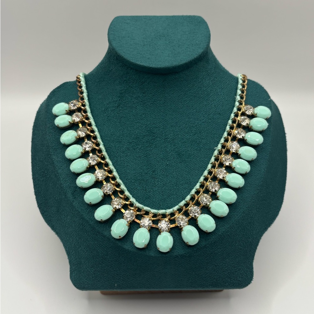 Mint Green Rhinestone Necklace - Picture 3 of 7